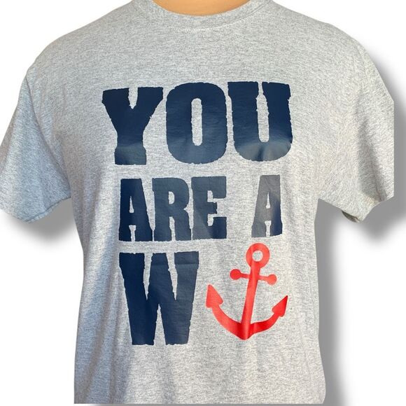 Gildan Heavy Cotton Graphic T-Shirt You Are A W Anchor Heather Gray Medium - Picture 3 of 9